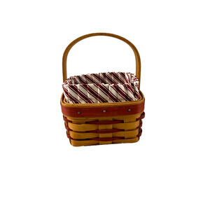 1993 Longaberger Small Sweetheart Basket w/Protector & Red/White Liner Vintage